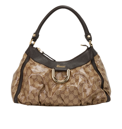 Abbey D Ring Shoulder, &pound;350, Handbags, Brown, Canvas, Front view